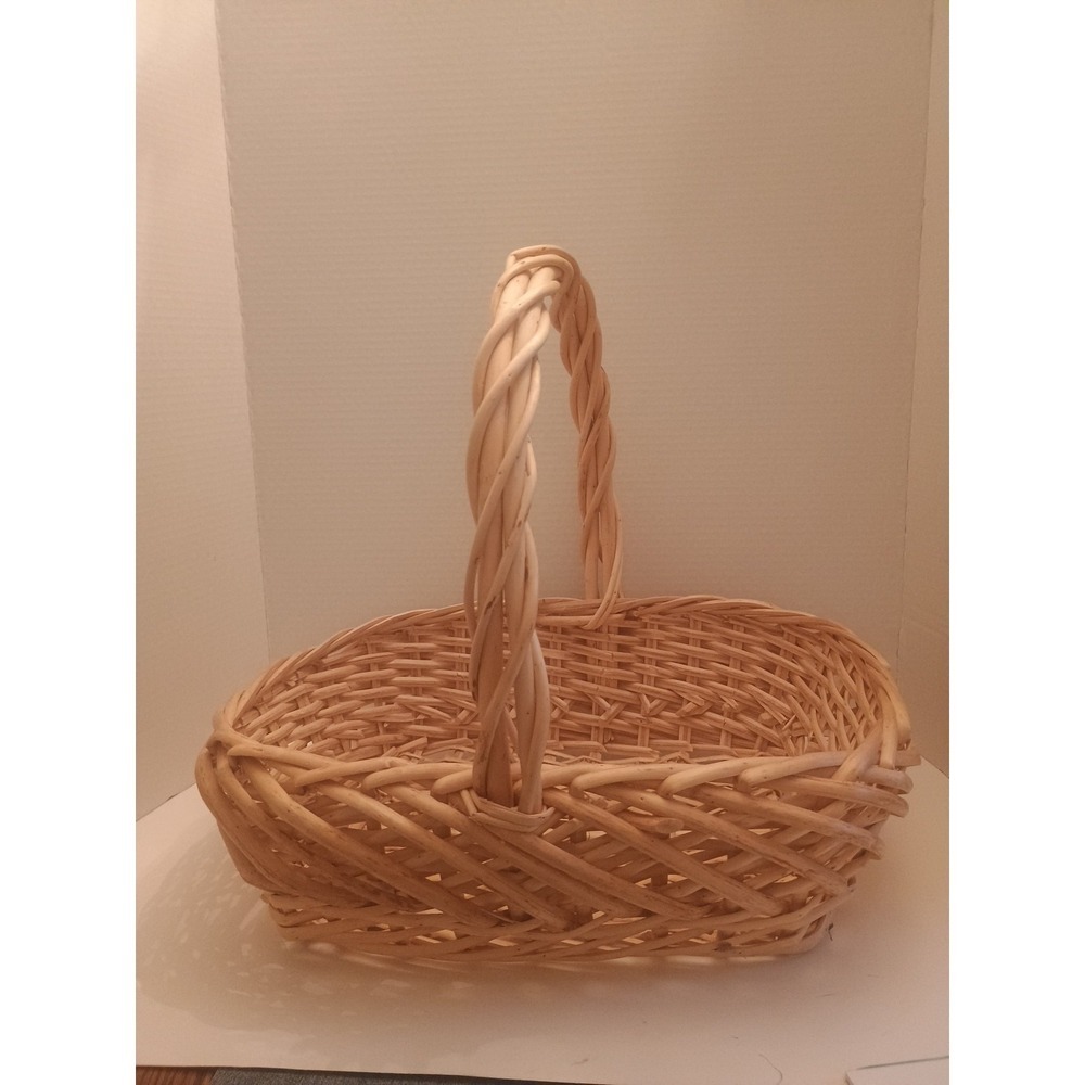 Woven Wicker Basket with Arched Handle for Home Decor 17x13x17